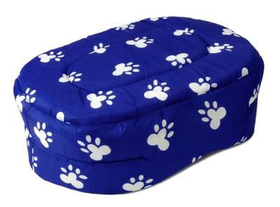 PET BED 22" Blue w. White Paw Prints Dog Cat Puppy Cushion Pillow X-Large