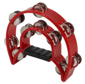 Double Row Metal Tambourine - Red
