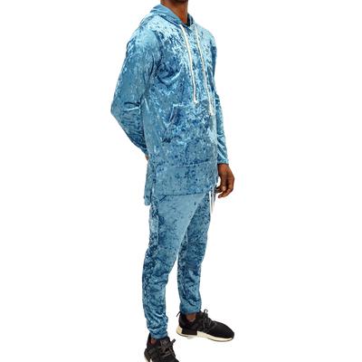 CRUSHED VELOUR JOGGER SET - BABY BLUE