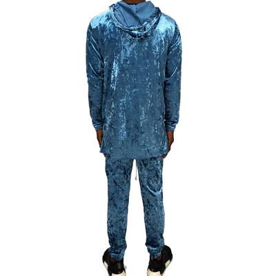 CRUSHED VELOUR JOGGER SET - BABY BLUE