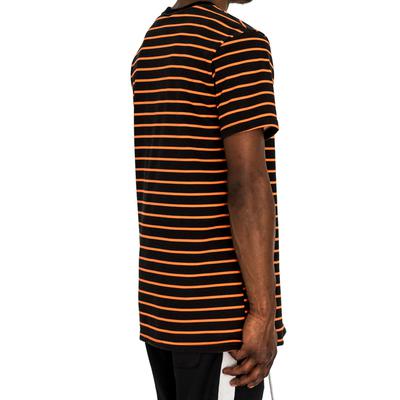 PENCIL STRIPED BOXY TEE - BLACK/ORANGE