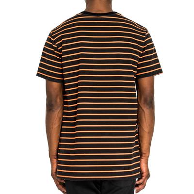 PENCIL STRIPED BOXY TEE - BLACK/ORANGE