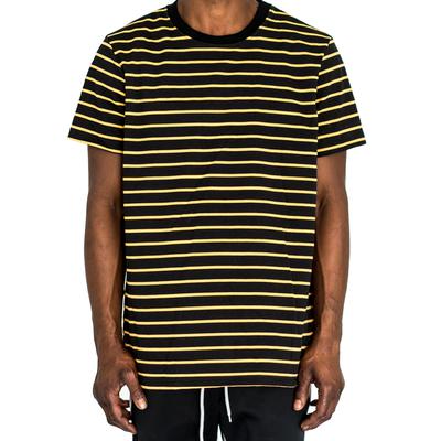 PENCIL STRIPED BOXY TEE - BLACK/ORANGE
