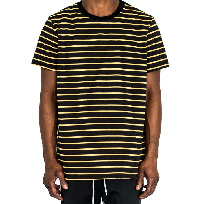 PENCIL STRIPED BOXY TEE - BLACK/YELLOW