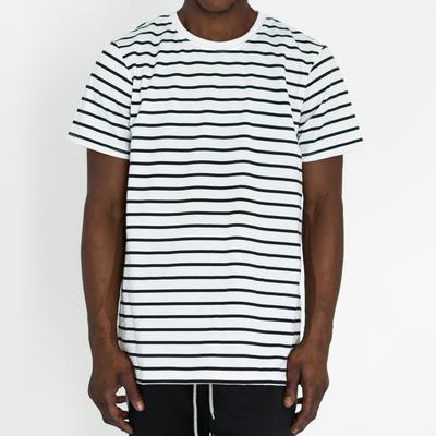 PENCIL STRIPED BOXY TEE - WHITE/BLACK