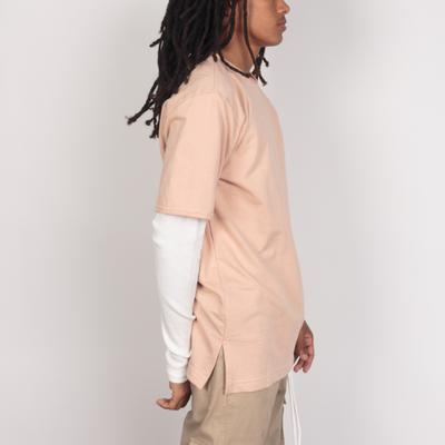 THERMAL SLEEVE FRENCH TERRY TEE - LIGHT TAN