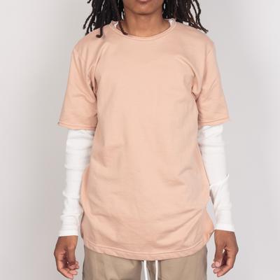 THERMAL SLEEVE FRENCH TERRY TEE - LIGHT TAN