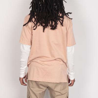 THERMAL SLEEVE FRENCH TERRY TEE - LIGHT TAN