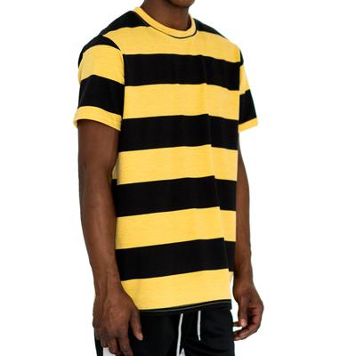 RUGBY STRIPED TERRY TEE - MUSTARD/BLACK