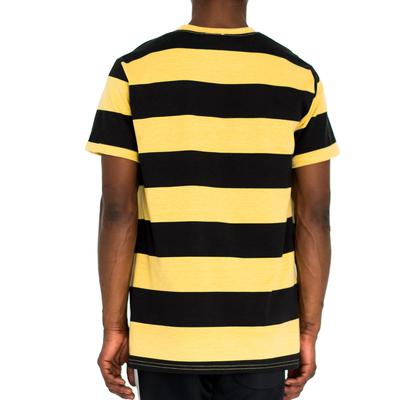 RUGBY STRIPED TERRY TEE - MUSTARD/BLACK