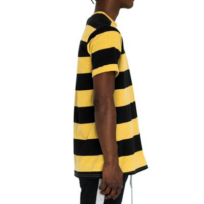 RUGBY STRIPED TERRY TEE - MUSTARD/BLACK