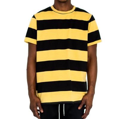 RUGBY STRIPED TERRY TEE - MUSTARD/BLACK