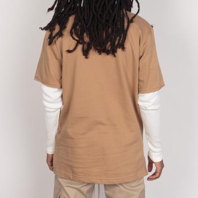 THERMAL SLEEVE FRENCH TERRY TEE - MOCHA