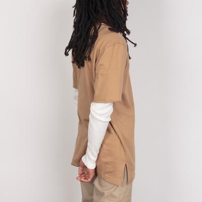 THERMAL SLEEVE FRENCH TERRY TEE - MOCHA