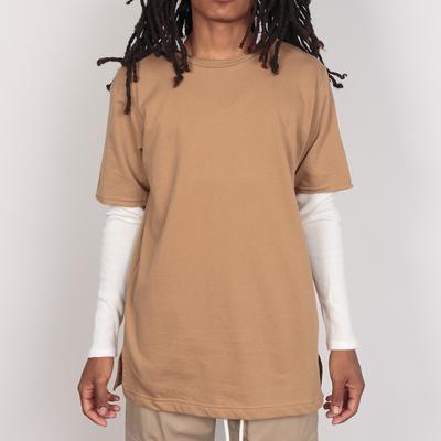 THERMAL SLEEVE FRENCH TERRY TEE - MOCHA
