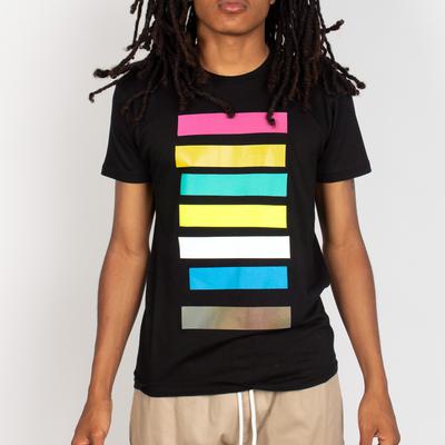 REFLECTIVE COLOR BARS TEE - BLACK