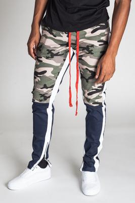 ANKLE-ZIP SLIM TWILL PANT - CAMO/BLUE