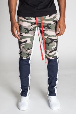 ANKLE-ZIP SLIM TWILL PANT - CAMO/BLUE