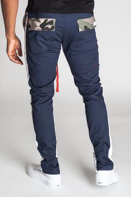 ANKLE-ZIP SLIM TWILL PANT - CAMO/BLUE