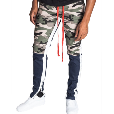 ANKLE-ZIP SLIM TWILL PANT - CAMO/BLUE