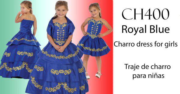 CH-400 Royal blue charro for girls