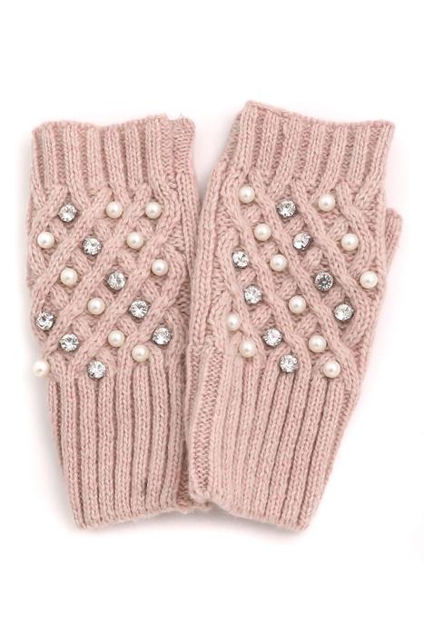 Fingerless Studded Fur Gloves