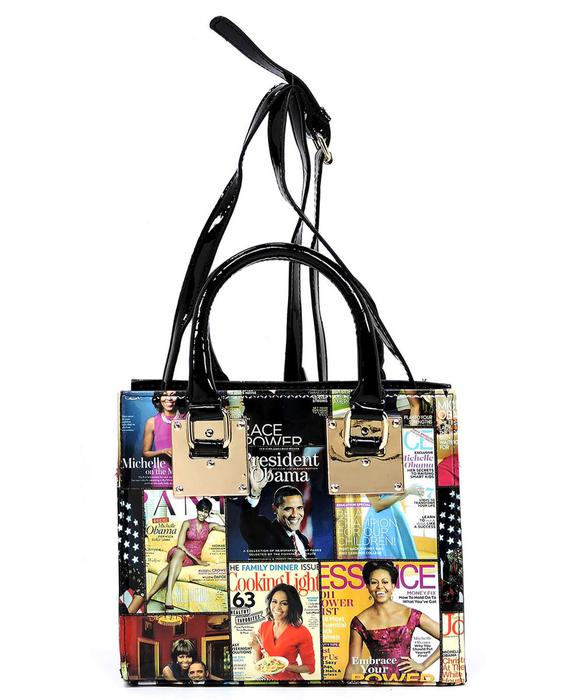Magazine Cover Collage Mini Cute Boxy Satchel OA2664 MULTIBLACK