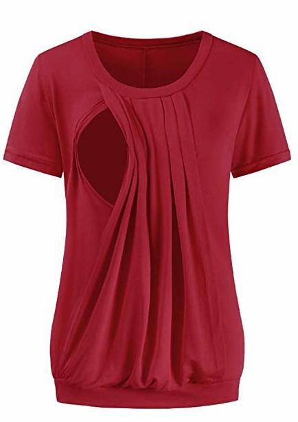 Women's Maternity Layered Short Sleeve Nursing Shirt for Breastfeeding - Multiple Sizes