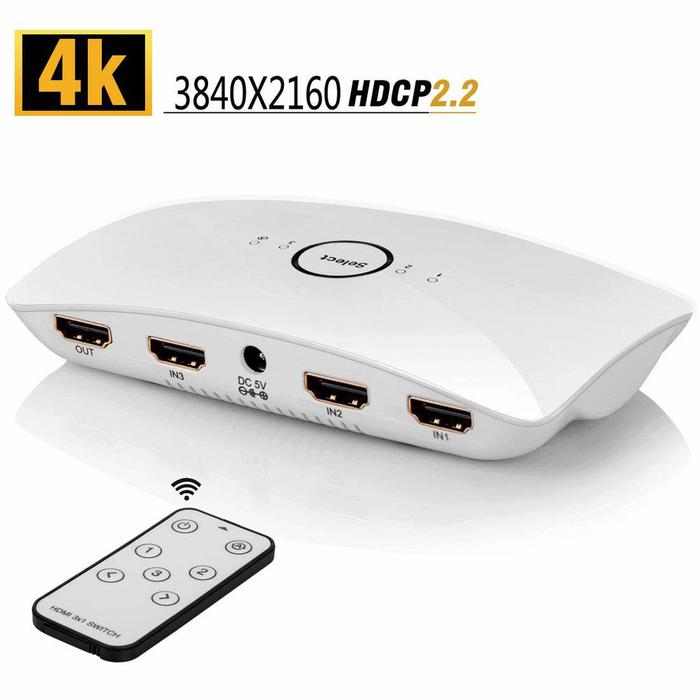 HDMI Switch Splitter 3-in-1 Out Full HD/3D with IR Remote Control