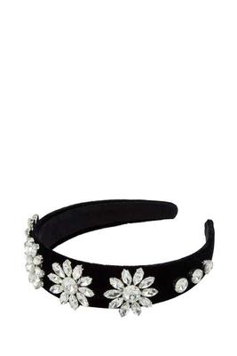 Crystal Flower Decorated Velvet Head Band