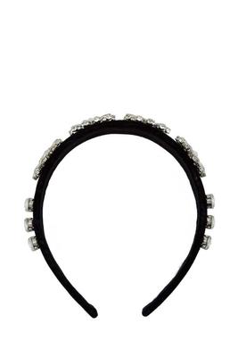 Crystal Flower Decorated Velvet Head Band