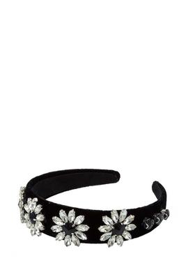 Crystal Flower Decorated Velvet Head Band