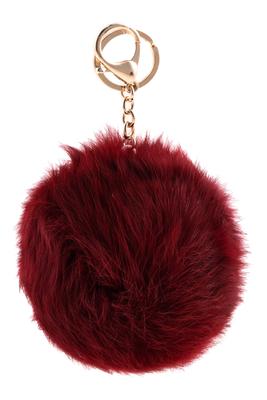 Faux rabbit fur pompom keychain