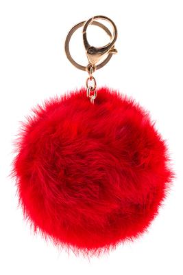 Faux rabbit fur pompom keychain