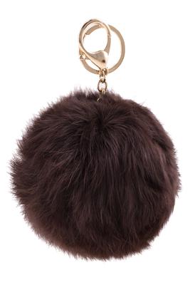 Faux rabbit fur pompom keychain