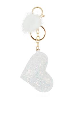 Glitter Heart with POMPOM Keychain