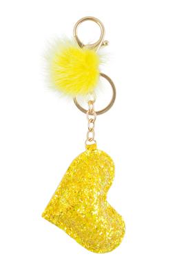 Glitter Heart with POMPOM Keychain