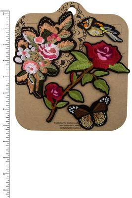 Butterfly, flower, bird iron patch