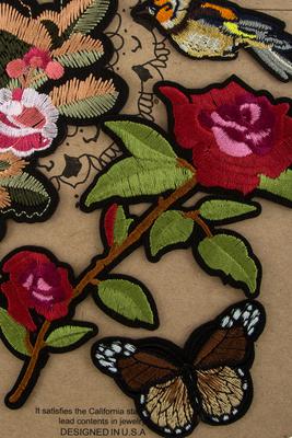 Butterfly, flower, bird iron patch