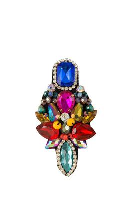Glass Crystal and Beads Pave Brooch