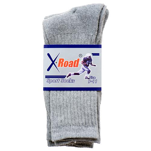 SPORT SOCKS MEN 2 PAIR CREW ALL GRAY 9-11