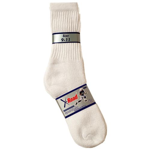SOCKS CREW ALL WHITE 4PAIR SIZE 9-11