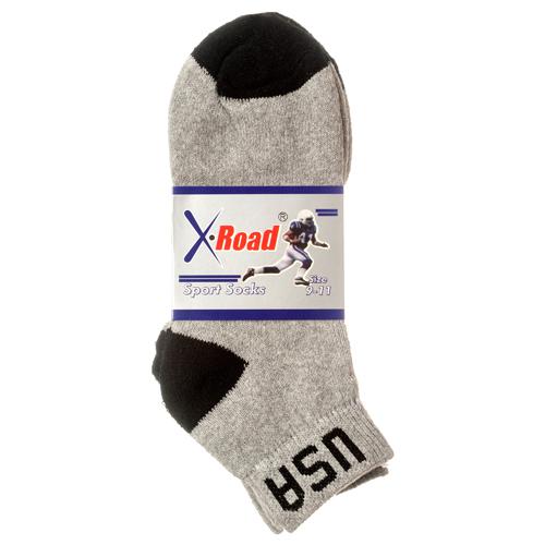 SPORT SOCKS MEN 2 PAIR ANKLE GRAY H/T BLACK USA 9-11