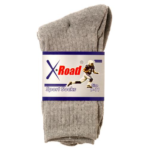 SPORT SOCKS MEN 2 PAIR CREW GRAY RED BLUE USA 9-11