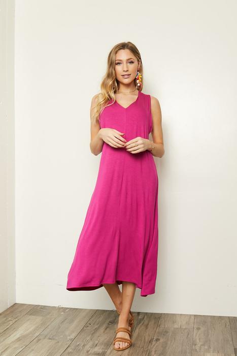 Solid sleeveless midi dress