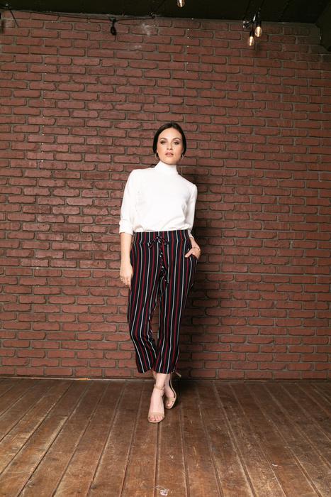 Printed cropped high waist pants