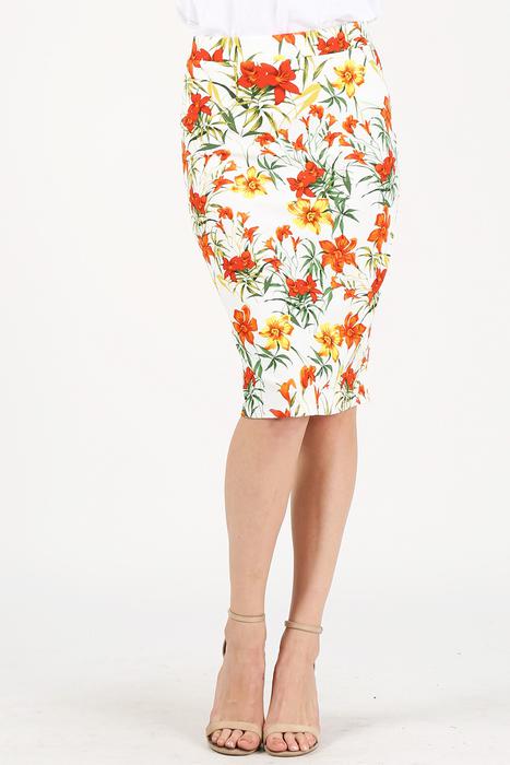 Floral high waist knee-length pencil