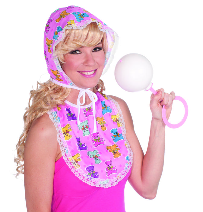 KIT-BABY BIB & BONNET PINK
