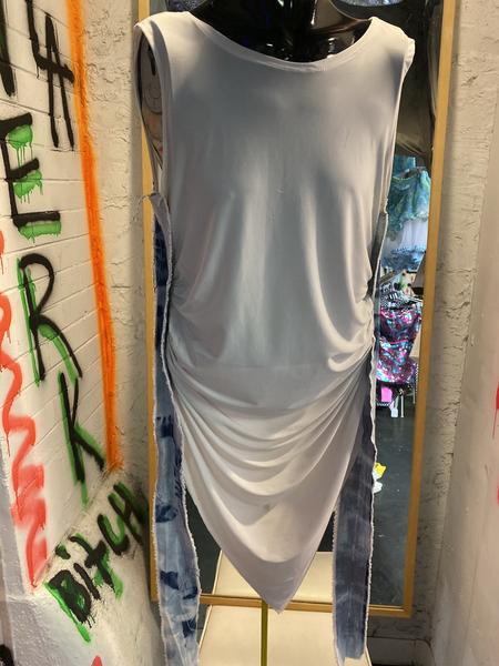 LIAN WHITE TUNIC W/ DENIM TASSLES DRESS