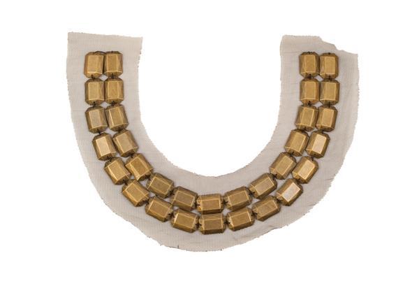 Dome-shaped Beaded Applique sewn on Mesh Fabric